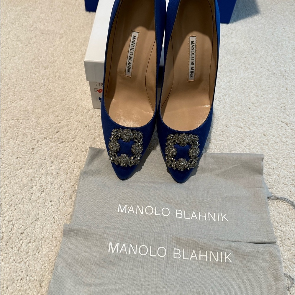 Manolo Blahnik Royal Blue Heels with Embellishments